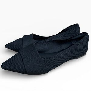 Tahari Black Pointed Toe Knit Flats Size US 6.5 UK 4.5 Comfort Shoes Lightweight